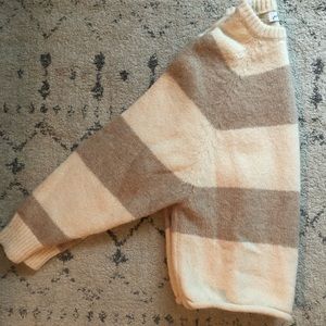 Petal and Pup Striped Tan and Beige Oversize Sweater, M